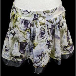 M Butterfly Cottagecore White And Green Floral Skirt